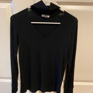 LNA Turtleneck V-neck Top